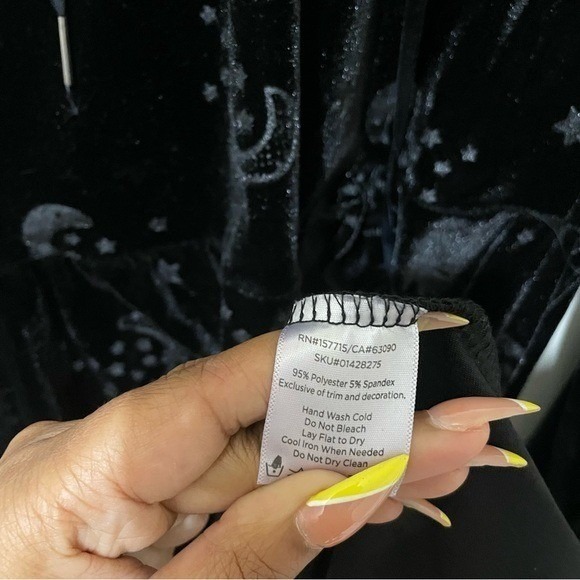 Spirit Witchy Coven Goth dress velvet bell sleeve high low Halloween costume S - Picture 11 of 11
